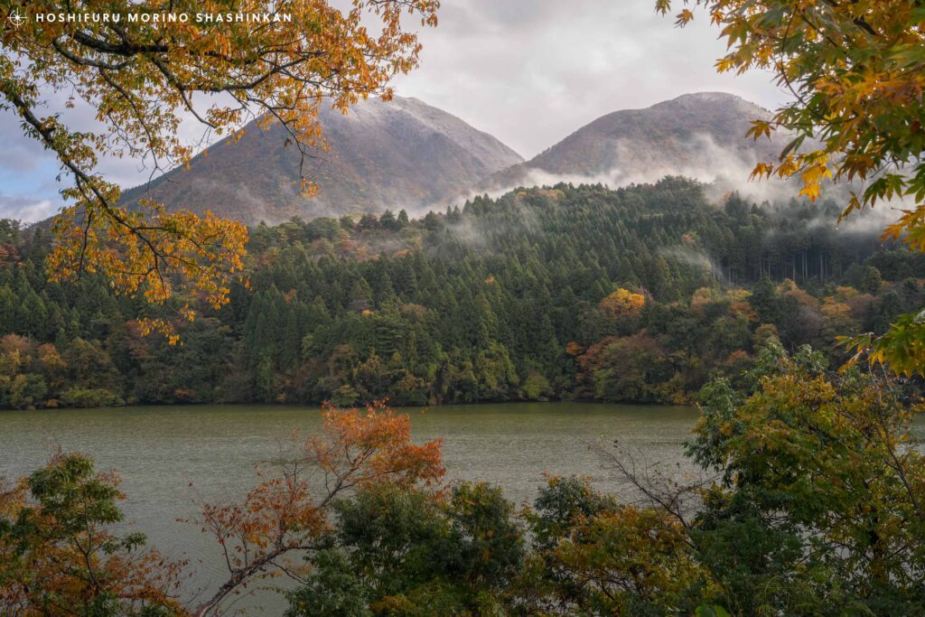初冠雪の三瓶山と紅葉