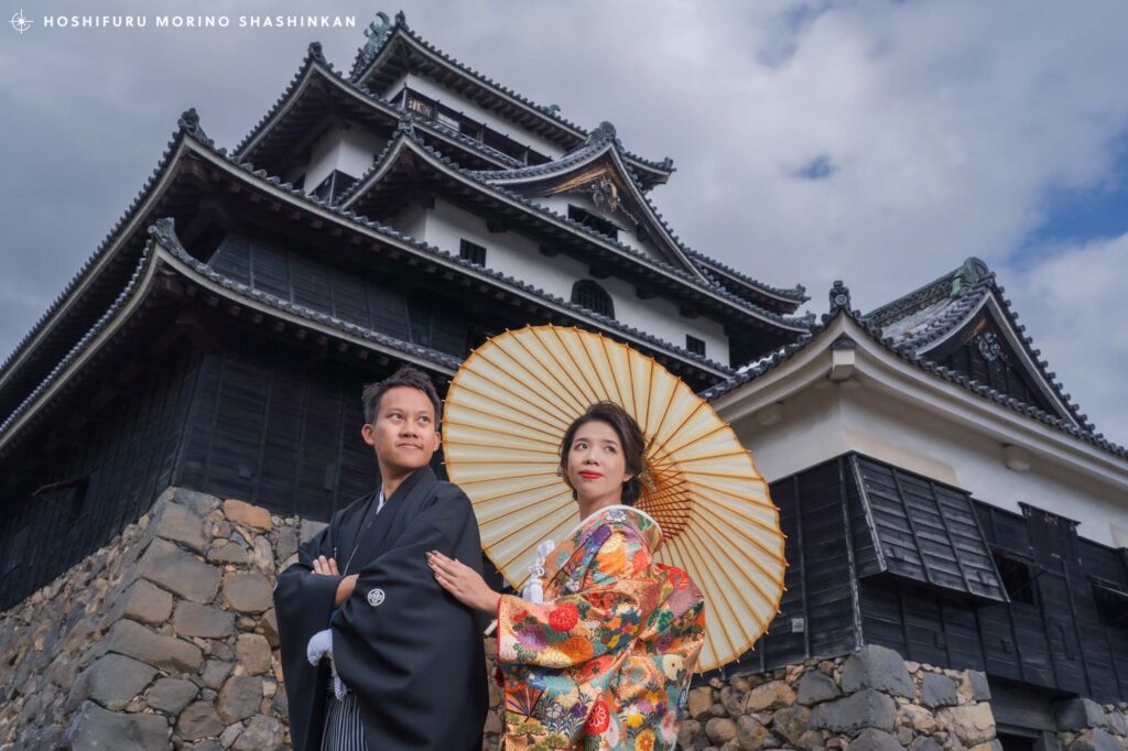 島根県松江市　松江城で結婚式の和装前撮り