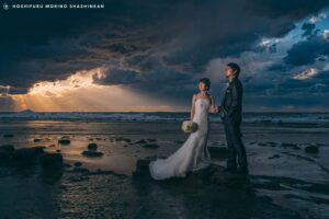 島根県浜田市・石見畳ヶ浦で行った結婚式の前撮り｜嵐のあとに出会えた絶景