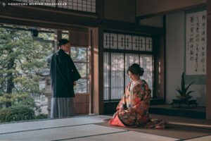 島根県出雲市で結婚式の和装前撮り｜出雲文化伝承館の日本庭園と和室
